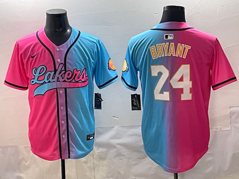 Men 2025 Los Angeles Lakers #24 Bryant Blue pink Nike NBA Jersey style 01